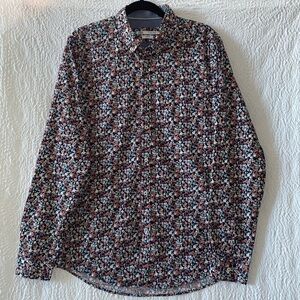 Zara Slim-Fit Floral Print Long Sleeve Button Down Shirt